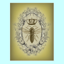 Vintage Victorian Bee Queen  crown Fashion postcards