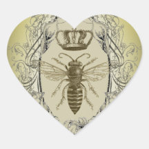 Vintage Victorian Bee Queen  crown Fashion Sticker