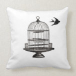 Vintage Victorian Bird Cage throw Pillow