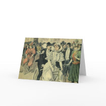 Vintage Victorian Bride and Groom on a Bike Cards