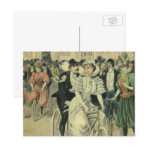 Vintage Victorian Bride and Groom on a Bike Post Cards
