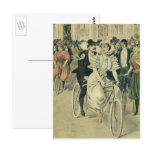 Vintage Victorian Bride and Groom on a Bike Postcard