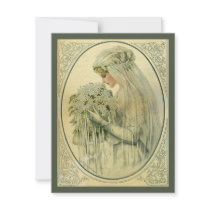 Vintage Victorian Bride, Bridal Profile Portrait Personalized Announcement