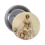 Vintage Victorian Bride Flowers, Bridal Portrait Pinback Buttons