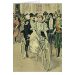 Vintage Victorian Bride Groom Bicycle Thank You Greeting Card