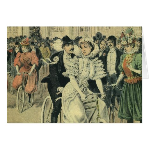 Vintage Victorian Bride Groom Ride Tandem Bicycle Cards