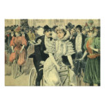 Vintage Victorian Bride Groom Ride Tandem Bicycle Announcement