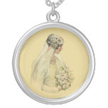Vintage Victorian Bride in Profile Bridal Portrait Pendant