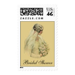 Vintage Victorian Bride in Profile Bridal Portrait Postage