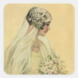 Vintage Victorian Bride in Profile Bridal Portrait Stickers