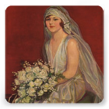 Vintage Victorian Bride Posing for Bridal Portrait Invites