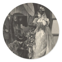 Vintage Victorian Bride with Photographer Round Stickers