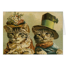 Vintage Victorian Cats in Hats, Funny Silly Humor Cards