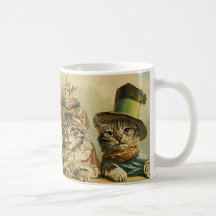 Vintage Victorian Cats in Hats, Funny Silly Humour Mug