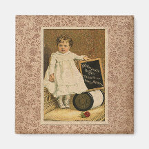 Vintage Victorian Child Sewing Thread Ad Magnet