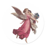 Vintage Victorian Christmas Angel Holding a Child Round Stickers