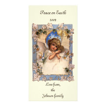 Vintage Victorian Christmas Angel with Bells Ivy Picture Card