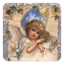 Vintage Victorian Christmas Angel with Bells Ivy Sticker