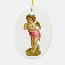 Vintage Victorian Christmas Angel with Pan Pipes Christmas Tree Ornament