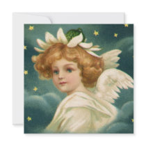 Vintage Victorian Christmas Angel with Stars Announcement