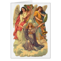 Vintage Victorian Christmas Card with angels