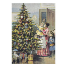 Vintage Victorian Christmas Family; Christmas Tree Custom Announcement