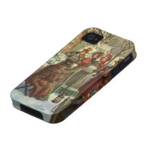 Vintage Victorian Christmas Music Musicians Case-Mate iPhone 4 Covers