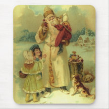 Vintage Victorian Christmas Santa  and Children Mouse Pad