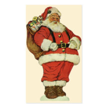 Vintage Victorian Die Cut Jolly Santa Claus w Toys Business Card Template