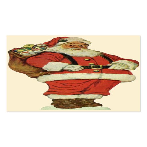 Vintage Victorian Die Cut Jolly Santa Claus w Toys Business Card Template