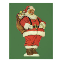Vintage Victorian Die Cut Jolly Santa Claus w Toys Invitations