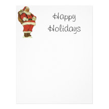 Vintage Victorian Die Cut Jolly Santa Claus w Toys Custom Letterhead