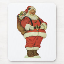 Vintage Victorian Die Cut Jolly Santa Claus w Toys Mouse Pads