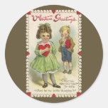 Vintage Victorian die cut, Shy Valentine Children Sticker