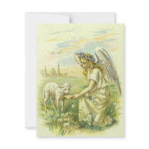 Vintage Victorian Easter Angel with Lamb Custom Invitation