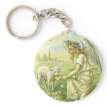 Vintage Victorian Easter Angel with Lamb Keychains