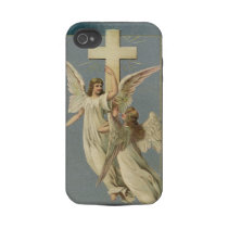 Vintage Victorian Easter Angels with a Cross Tough Iphone 4 Case