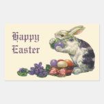 Vintage Victorian Easter Bunny, Eggs and Flowers Rectangle Sticker