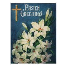 Vintage Victorian Easter Greetings with Lilies Post Cards