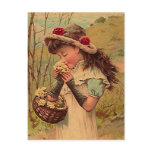 VINTAGE VICTORIAN Enjoying Wild Flowers POSTCARD