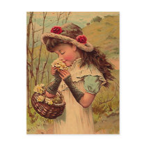 VINTAGE VICTORIAN Enjoying Wild Flowers POSTCARD