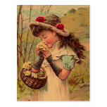 VINTAGE VICTORIAN Enjoying Wild Flowers POSTCARD