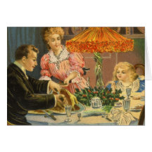 Vintage Victorian Family Christmas Dinner Greeting Card