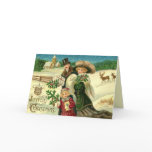 Vintage Victorian Family Christmas Greeting Card