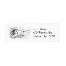 Vintage Victorian Feather Pen Return Address Label