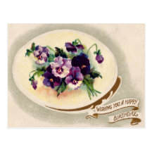 Vintage Victorian Floral Birthday Postcard.