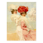 VINTAGE VICTORIAN FRIENDS  AT THE BEACH POSTCARD