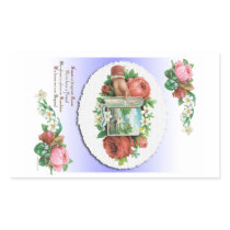 Vintage Victorian Friendship Roses Scrap Art Rectangular Stickers