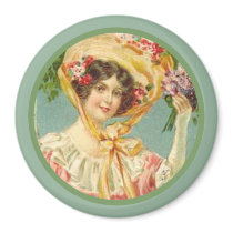 Vintage Victorian Lady Easter Bonnet Refrigerator Magnet