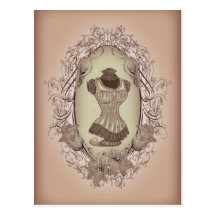 vintage Victorian Pink Corset Fashion Postcard